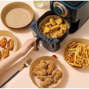 Forma De Airfryer Descartável Redondo Antiaderente Para Cozimento Papel Fritadeira Cozimento Protetor Forro Tapete 50,100,150,200,300 Unidades