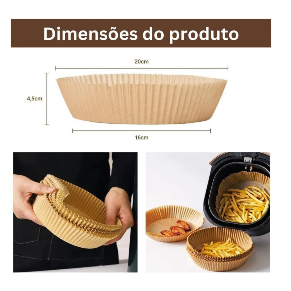 Forma De Airfryer Descartável Redondo Antiaderente Para Cozimento Papel Fritadeira Cozimento Protetor Forro Tapete 50,100,150,200,300 Unidades